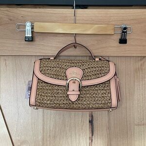 Coach Tan and Pink Woven Mini Bag